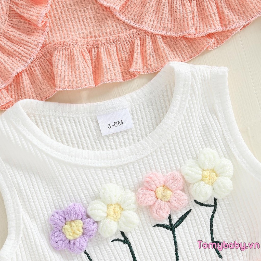 Váy trượt vải tuyn hoa cho bé gái có áo khoác dài tay + Bộ quần áo băng đô