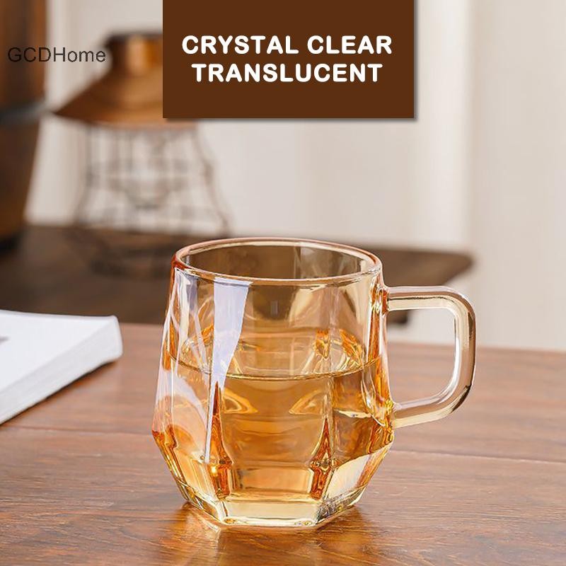 GCDHome 280ml Màu Trơn Top Thiết Kế Sang Trọng Cốc Thủy Tinh Gia Đình Có Tay Cầm Bộ Phòng Khách Khách sạn Trà Cốc HOT