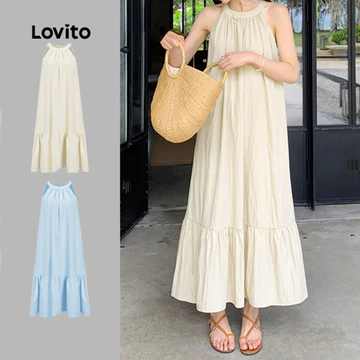 Women's White Black Dress Lovito Ruffle Hem