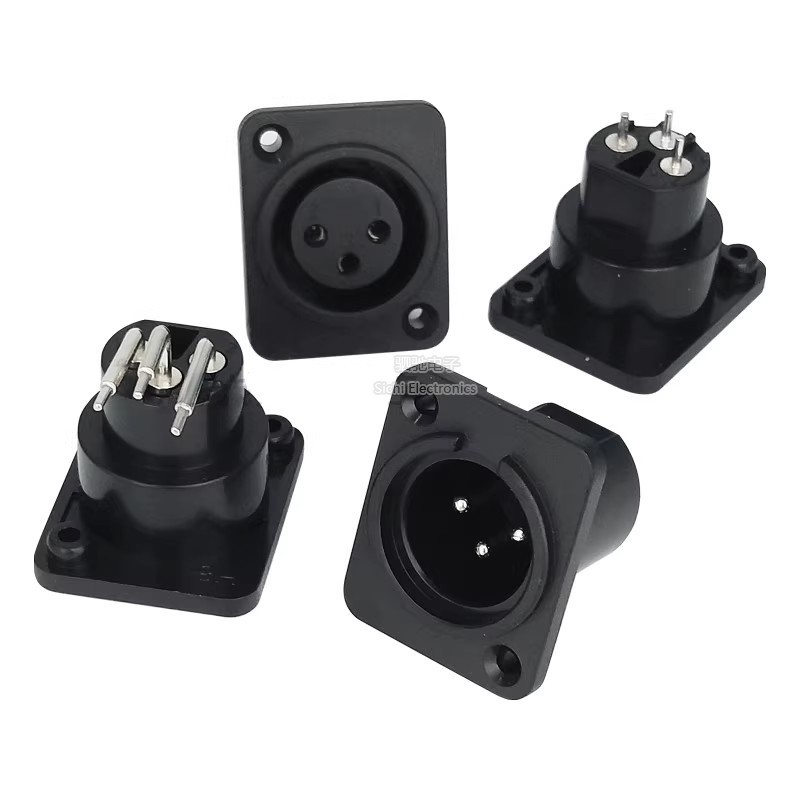 Canon đầu nối tín hiệu 3 chân, ổ cắm/ổ cắm nhựa, chân cong, pin thẳng, dùng cho thiết bị âm thanh
