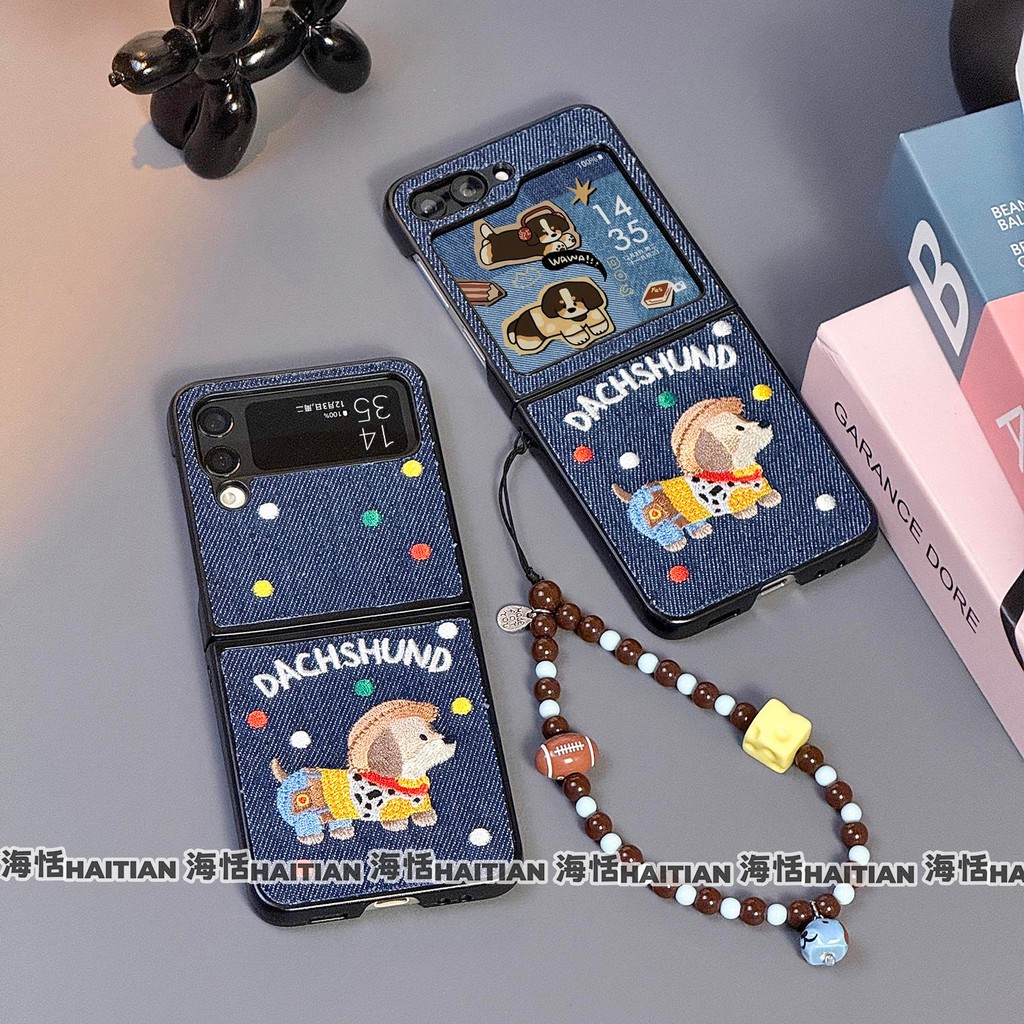 Thích Hợp Cho Samsung Galaxy ZFlip7 5G Phim Hoạt Hình Dễ Thương Western Puppy Vỏ Điện Thoại Dây Gấp Vỏ Cho zflip6 zflip5 zflip4 zflip3 N3flip Mixflip Vỏ Bảo Vệ