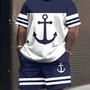 Châu Âu Mỹ Rời Cổ Tròn 3D In Hình Tay Ngắn + Quần Short Phù Hợp Với Thể Thao Mùa Hè Bộ Đồ Hai Mảnh