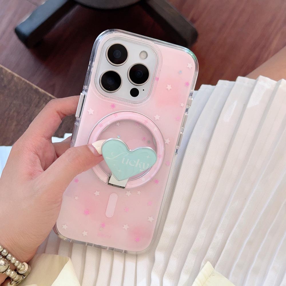 Ốp Lưng Cứng Tương Thích Với iPhone 13 13Pro 13ProMax 14 14Pro 14ProMax 15 15Pro 15ProMax 16 16Pro 16ProMax 17 17Pro 17ProMax Ốp Nam Châm Họa Tiết Ngôi Sao Blushing