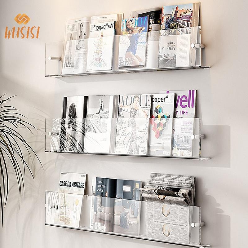 [WUSISI] Giá lưu trữ tạp chí trang trí tường Acrylic trong suốt Sách ảnh trẻ em Báo hồ sơ Kệ treo tường MỚI