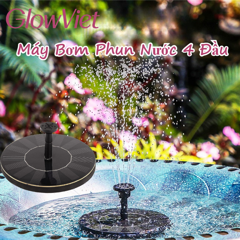 ⛲【NĂNG LƯỢNG MẶT TRỜI】Máy Bơm Phun Nước 4 Đầu, Cho Ao & Vườn & Bể Cá, Tiết Kiệm Điện