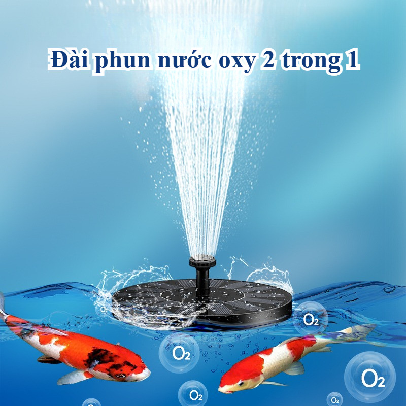 ⛲【NĂNG LƯỢNG MẶT TRỜI】Máy Bơm Phun Nước 4 Đầu, Cho Ao & Vườn & Bể Cá, Tiết Kiệm Điện
