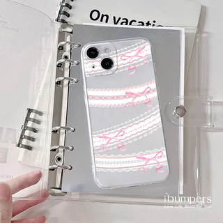 ibumpers Ốp Điện Thoại iPhone Hàn Quốc Charming Nơ Họa Tiết Ren Cho IPhone 16 15 14 12 13 11 Pro Max IP 7 8 Plus X XS XR Mỏng Ốp Lưng Trong Suốt TPU Silicon Mềm Chống Sốc