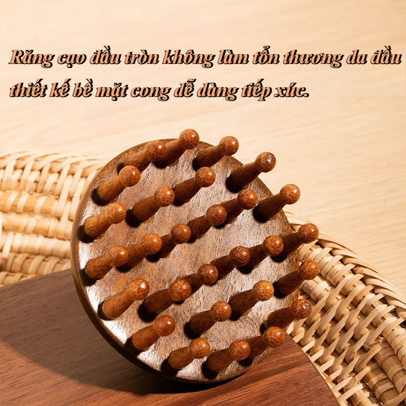 Lược Massage Da Đầu Gỗ Đàn Hương Di Động Chống Tĩnh Điện Thúc Đẩy Lưu Thông Máu Giảm Mệt Mỏi