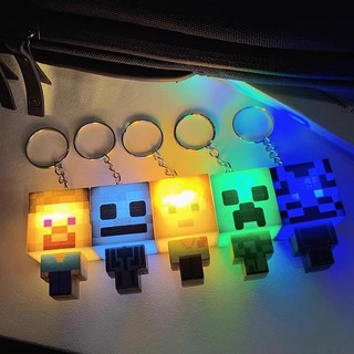 Đèn LED Sáng Tạo Vuông Móc Khóa May Mắn Creeper Hình Mẫu Túi Mặt Dây Chuyền Quà Tặng