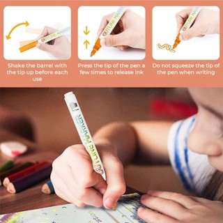 2026 Bút đánh dấu để làm nổi bật Bộ đánh dấu phác thảo Highlighter hai dòng Bút đánh dấu sơn kim loại cho bút giấy đen Long lanh Bút lưu niệm Đồ dùng 1 Bộ nhựa an toàn dễ sử dụng cho trẻ em