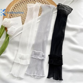 Kudosation Chụp Ảnh Bầu Không Khí Lưới Sợi Hoa Bên Ren Băng Tay Hàng Ngày Mặc Quần Áo Trang Trí Cánh Tay Nữ Chống Nắng Uv Mitten