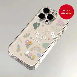 Thích hợp cho iPhone 11 12 Pro Max x xr xs Max 7 plus 8 plus 13 Pro Max 14 Pro Max 15 Pro Max có in hoa cầu vồng toàn bộ silicon trong suốt