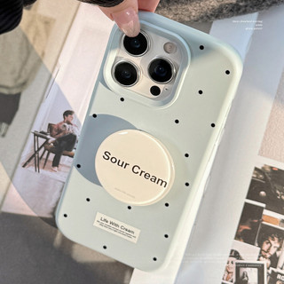 [Sheren] Vỏ điện thoại tiếng Anh chấm bi màu xanh ins Thích hợp cho i16 15 14 13 12 11 pro max Vỏ bảo vệ chống sốc