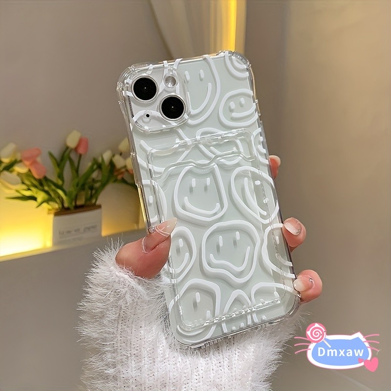 Ốp Điện Thoại Mặt Cười Cho Realme 14 10 9 Pro Plus 9i 6i 5 5s 5i C21Y C20 C20A C12 C2 5G 4G Vỏ Đựng Thẻ Chống Sốc Bốn Góc Vỏ Mềm Trong Suốt