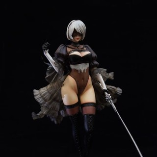 Hàng sẵn có Anime Nier Mechanical Era Váy cưới 2B Miss Sister Tượng hai đầu đóng hộp Mô hình nhân vật