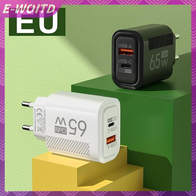 E-WOITD 65W USB Type-C GaN Sạc Điện Thoại Dành Cho Huawei PD Du Lịch Power Adapter QC3.0 Cho Máy Tính Bảng HNVN