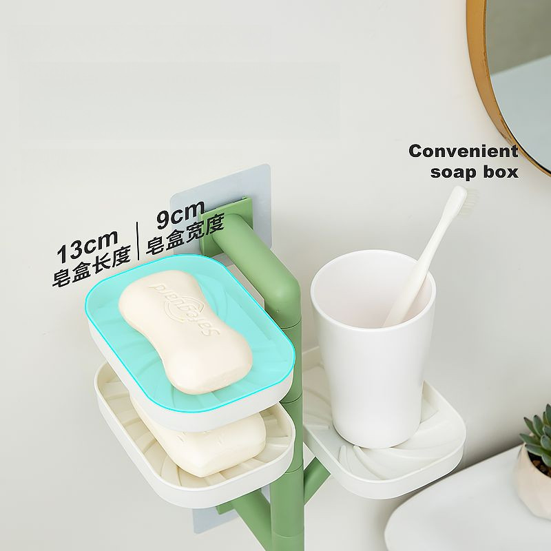 [Bán chạy nhất] Đĩa xà phòng xoay bằng nhựa, không đục lỗ treo tường, thoát nước trong phòng tắm, Hộp đựng xà phòng nhiều lớp không đục lỗ