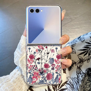 Hoa Họa Tiết Trong Suốt Dành Cho Samsung Galaxy Z Flip 7 Flip 6 Flip 5 Flip 4 Flip 3 Trong Suốt Cứng PC Gấp Ốp điện thoại Cho Samsung Z Flip7 Z Flip6 Flip5 Flip4 Flip3
