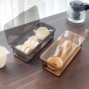 Hộp đựng đũa muỗng đa năng, đựng cọ trang điểm có nắp đậy chống bụi bẩn và tiện dụng DINOHOME