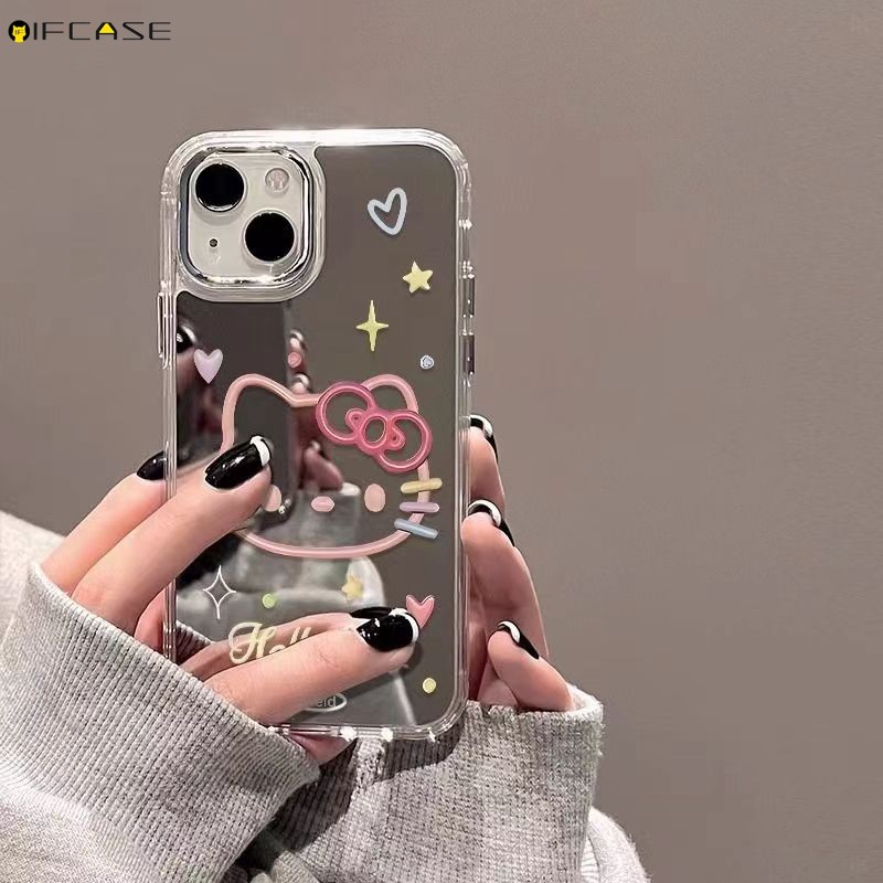 Dành Cho Vivo X200 Pro Mini X200S X100S X90S X100 Ultra X90 X80 Pro Y78 + Y77T Y75 Y55 Y52T Y51S Y51A Y50 Y30i Ốp Điện Thoại Gương Trang Điểm Hello Kitty Cat Vỏ Hoạt Hình Dễ Thương