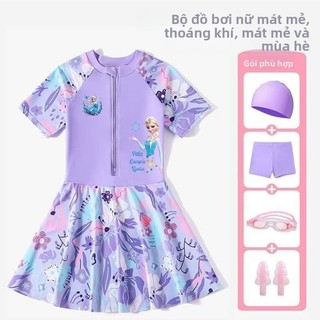 Đồ bơi liền thân Kuromi & Frozen cho bé gái – Chống nắng, khô nhanh, kèm phụ kiện