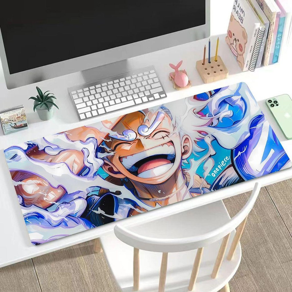 Thảm để bàn Gear 5 Luffy 90x40cm | Chủ đề ONE PIECA Sun God | Đế chống trượt dày 3mm cực lớn | Miếng lót chuột chơi game mở rộng cho PC