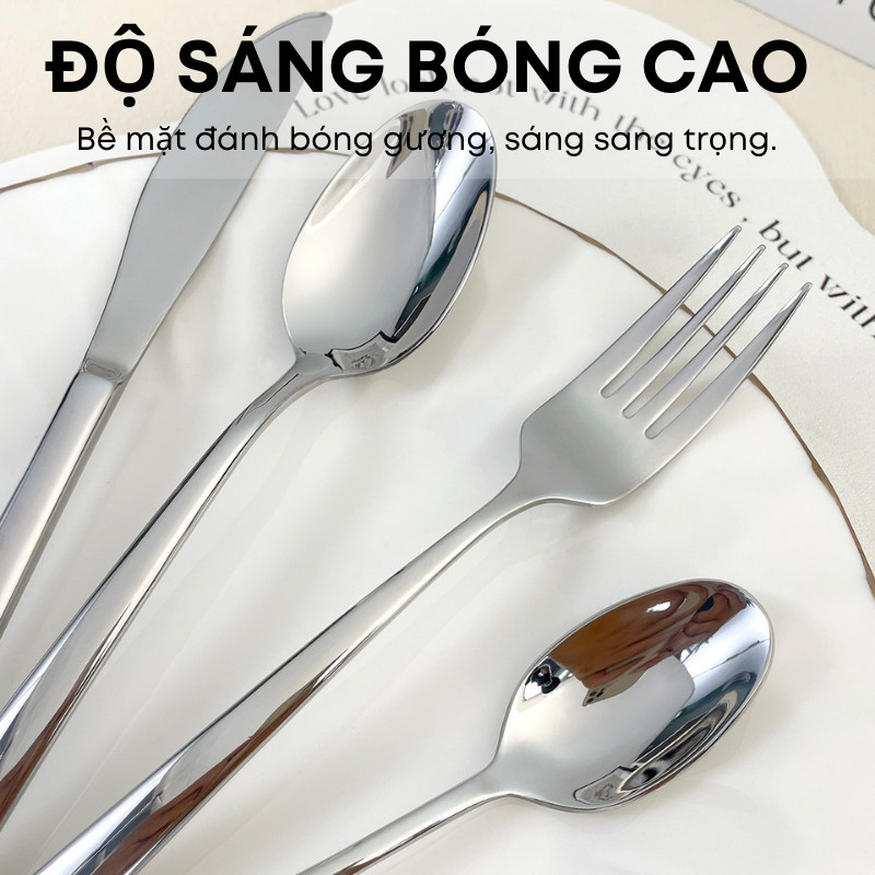 Bộ Dao Thìa Nĩa Inox 304 Cao Cấp – Phong Cách Elegant, Cán Trơn, Loại Dày - Nhà Hàng, Khách Sạn, Tiệc Buffet | 317