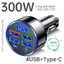 Sạc Đa Năng Cho Xe Hơi,Sạc siêu nhanh 300W,Có Đèn LED,6 Cổng USB Type-C,Cho Iphone Android Điện Thoại