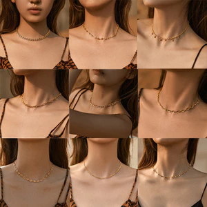 Vòng cổ choker kim loại mạ vàng phong cách châu Âu với thiết kế xương cổ