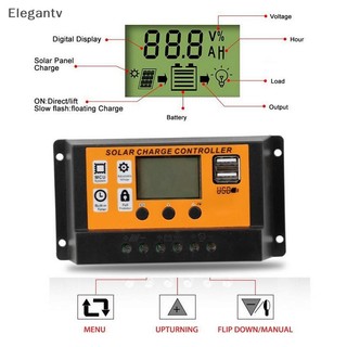 Bộ điều khiển năng lượng mặt trời LCD EGN 12V / 24V 30A 20A 10A Bộ điều chỉnh sạc năng lượng mặt trời Bộ sạc pin PWM Màn hình LCD USB kép 5V 2.5A Đầu ra MOS N