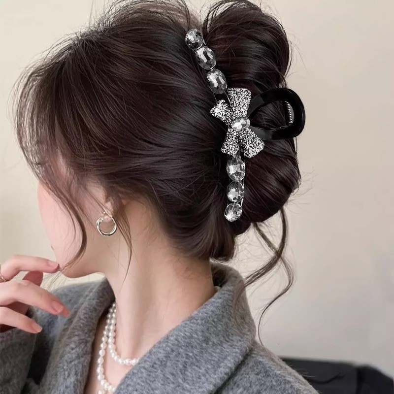 2025 Phong Cách Mới Kẹp Tóc Lớn Nơ Đen Kẹp Tóc Nữ