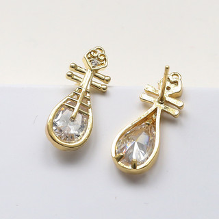 Mặt dây chuyền kẻ sọc zircon đồng mạ vàng thật, style phù thủy yêu tinh, thiết kế DIY handmade baroque