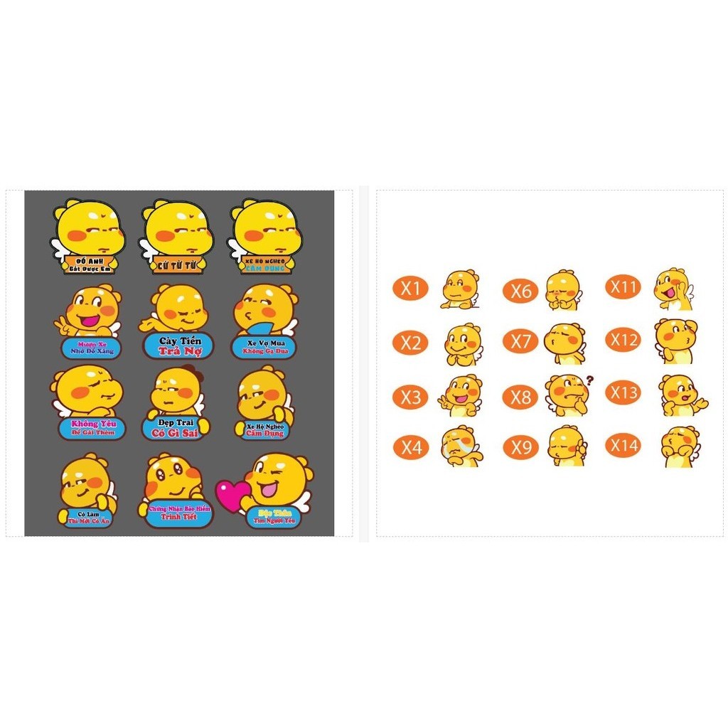 Set Combo 12 hình dán Sticker Khủng Long Vui Nhộn SL 1 bộ 12 hình ...