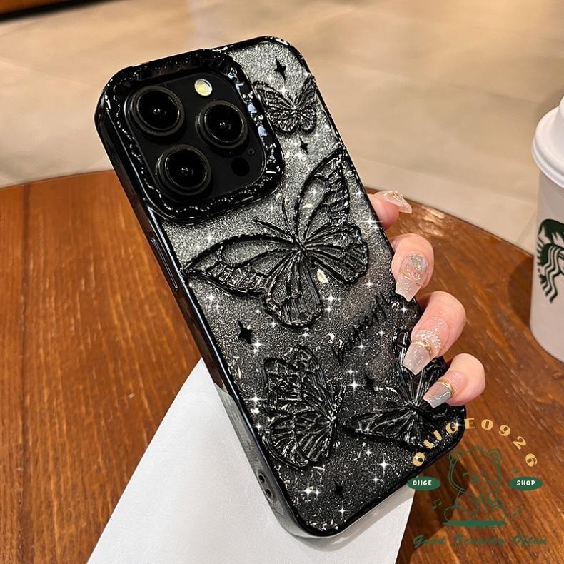 Mạ 3D Bướm Lấp Lánh Vỏ Điện Thoại Lỏng iphone15 Pro Max 14 13 12 11 Vỏ Cho iPhone Vỏ TPU Silicon Mềm Vỏ Chống Sốc