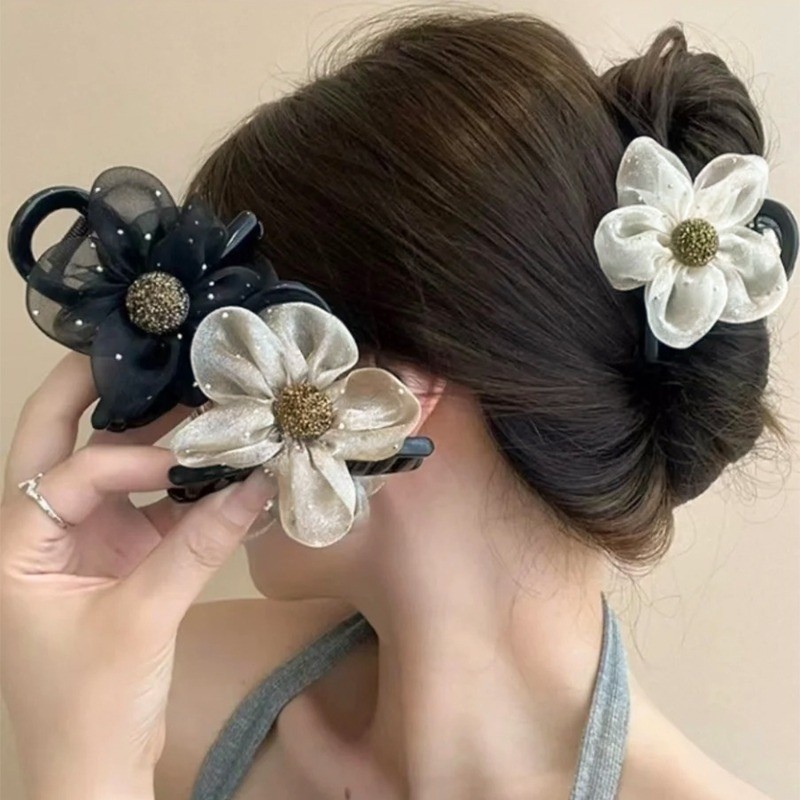 [Nổi bật] Kẹp hoa lưới đính đá - Ngọt ngào, thanh lịch, dễ thương - Kẹp tóc thanh lịch Hàn Quốc - Phụ kiện tóc cho bé gái - Kẹp cá mập Barrettes - để hẹn hò, tiệc tùng
