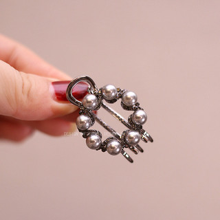 Mauropoli [Sẵn Sàng] Hera Sang Trọng Mỏ Vịt Rỗng Kẹp Bên Nổ Kẹp Tóc Gãy Kẹp Tóc Súng Ngọc Trai Đen Mũ Đội Đầu