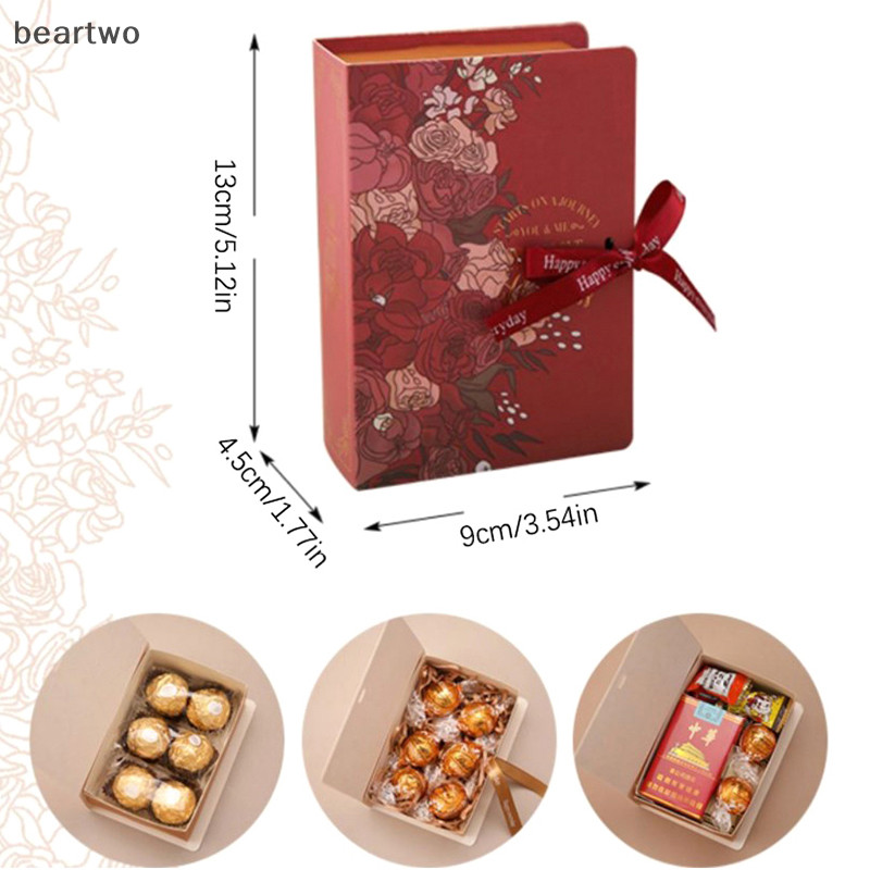 < Beartwo > 1 Hộp Quà Tặng Hình Sách Ith Ruy Băng Bìa Kẹo Sô Cô La Hiện Tại Hộp Đóng Gói Cho Đám Cưới Sinh Nhật Ngày Của Mẹ Đẹp