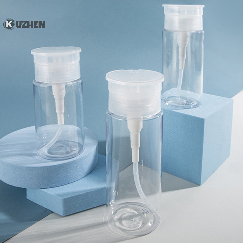 Kuzhen 100 / 150 / 200ml Du Lịch Di Động Chai Có Thể Đổ Lại Nhựa Trống Sơn Móng Tay Tẩy Chất Lỏng Báo Chí Bơm Chai Nóng