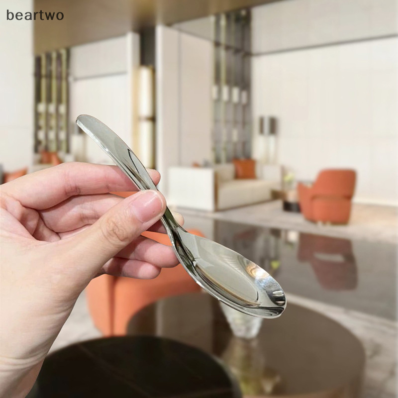 < Beartwo > Thìa Tròn Thép Không Gỉ Lưới Đỏ Vàng Bữa Tối Tay Cầm Dài Khuấy Thìa Tráng Miệng Cho Phụ Kiện Nhà Bếp Tiện Ích Đẹp