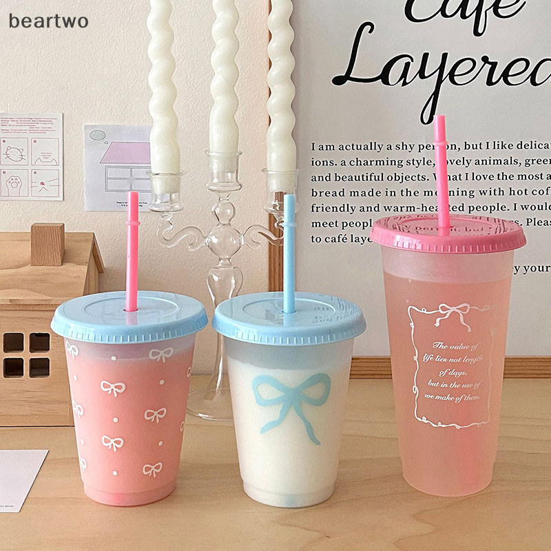 < Beartwo > Nơ Cốc Rơm Nhựa Nơ Dung Tích Lớn Di Động Gia Đình Du Lịch Trà Sữa Nơ Uống Lạnh Cà Phê Cốc Nước Đẹp