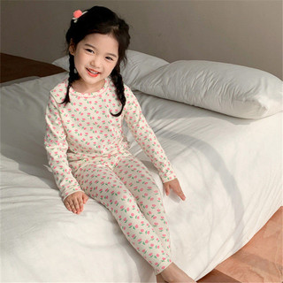 (1-8Y) Đức Nhung Trẻ Em Homewear Thời Trang Bé Gái Dễ Thương Thu Đông Phong Cách Mới Bộ Đồ Ngủ Trẻ Em Bộ Đồ Ngủ Ấm Áp Bộ Hai Mảnh