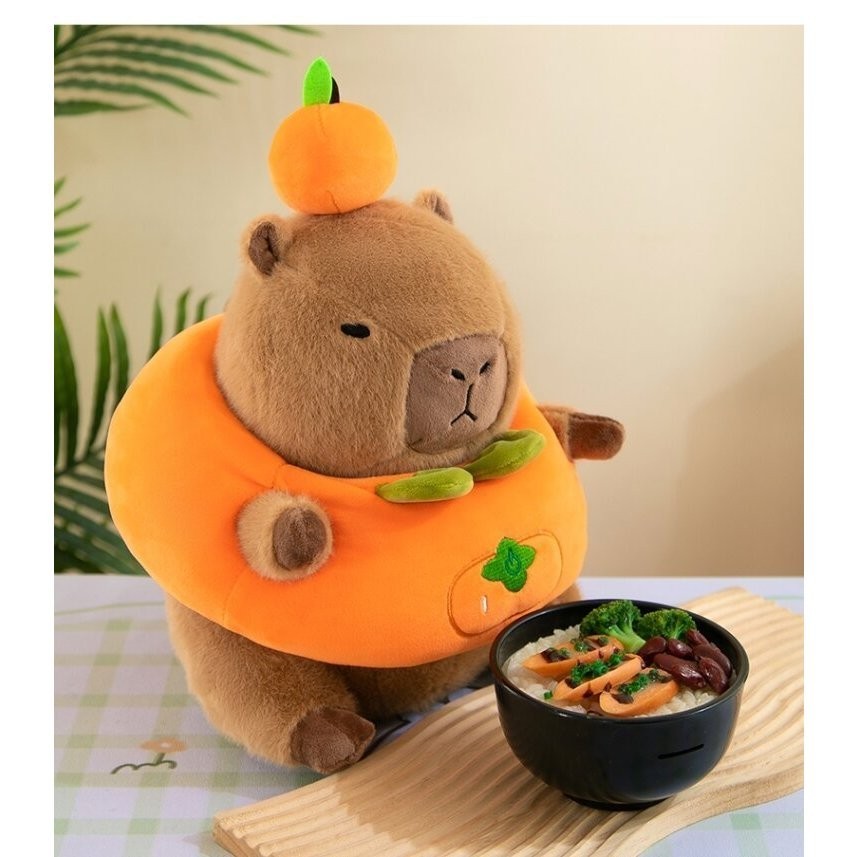 Capybara Cam Gấu Bông Capybara Đeo Phao Cam Dễ Thương Capybara Cam Đeo Phao Mẫu Mới Chất Liệu Vải Lông Thỏ Cao Cấp