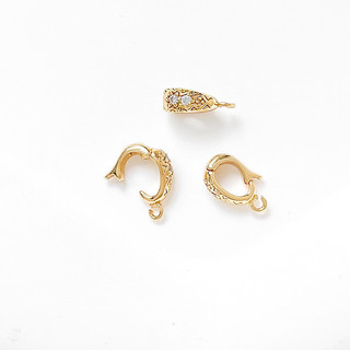 18K Mạ vàng Đồng Zirconia Giữ màu Khóa hạt dưa đơn giản Mặt dây chuyền đơn Khóa phổ thông Phụ kiện hạt DIY cho vòng tay và dây chuyền