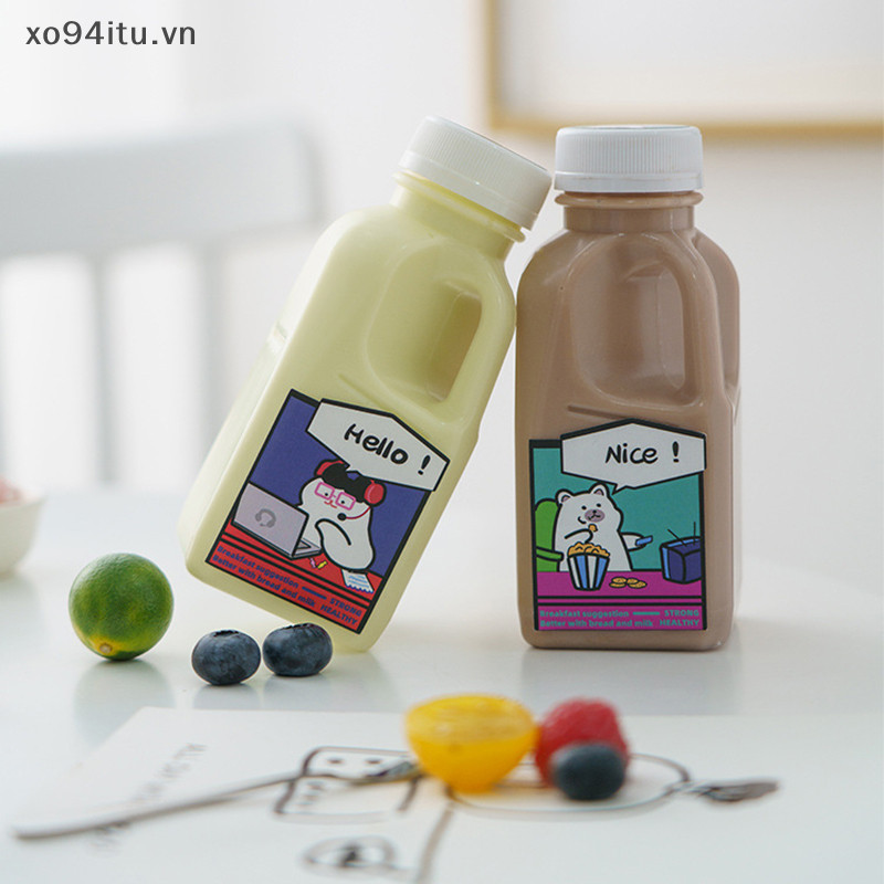 Xoitu 1PC Trong Suốt Trẻ Em Bình Nước Nhựa Chai Nước Uống Sữa PET Chai Có Nắp Cắm Trại Đi Bộ Đường Dài Drinkware VN