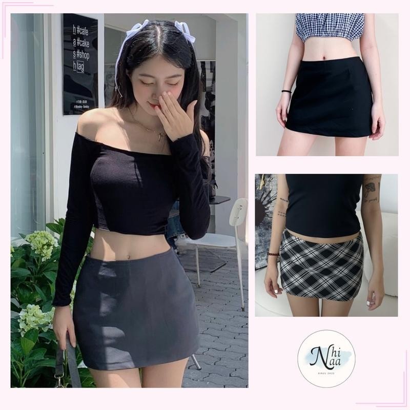 Chân Váy Kiểu Cạp Trễ NhiNaa Store Dáng Ôm Có Lót Quần, Phong Cách Y2K C070