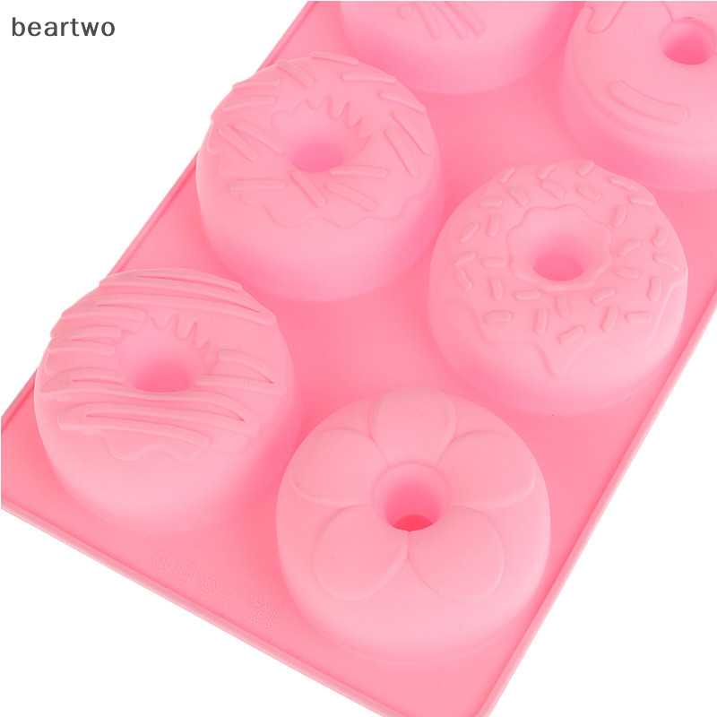< Beartwo > Khuôn Bánh rán silicon 6 khoang Khuôn sô cô la Bánh ngọt Bánh mì Khuôn làm bánh tráng miệng chống dính DIY Khay nướng bánh Donut Dụng cụ làm đẹp