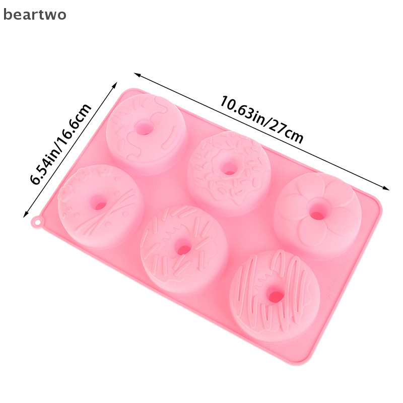 < Beartwo > Khuôn Bánh rán silicon 6 khoang Khuôn sô cô la Bánh ngọt Bánh mì Khuôn làm bánh tráng miệng chống dính DIY Khay nướng bánh Donut Dụng cụ làm đẹp