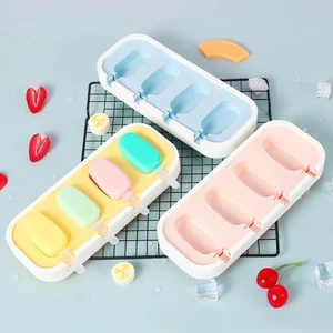Khay làm kem khuôn làm kem silicone khuôn kem que bộ đồ dụng cụ làm kem cho bé có nắp kèm que tại nhà hình thú dễ thương