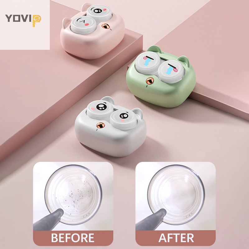 Yovip Contact Lens Cleaner Siêu âm có hộp có thể tháo rời Loại bỏ máy làm sạch Protein rách Vỏ kính áp tròng di động VN