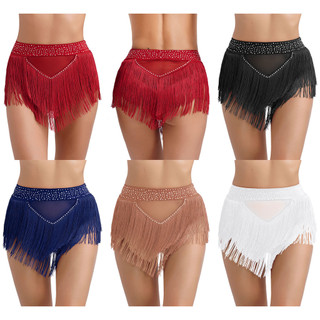 Yhong Nữ Lấp Lánh Kim Cương Giả Tua Rua Viền Rave Khiêu Vũ Quần Short Khiêu Vũ Đáy